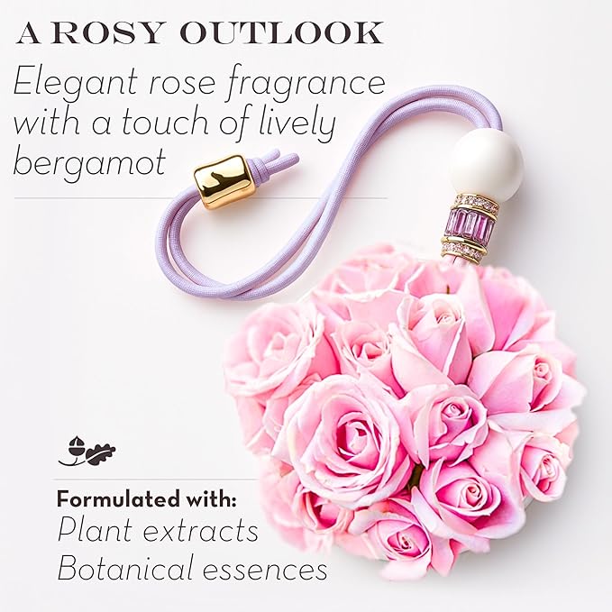 Luxury Car Air Freshener for Women - Refillable & Portable Essential Oil Fragrance Diffuser - Cute Car Accessories & Interior Decor - Mirror Hanging or Vent Clips - Butterfly Gold Charm, Rose Scent