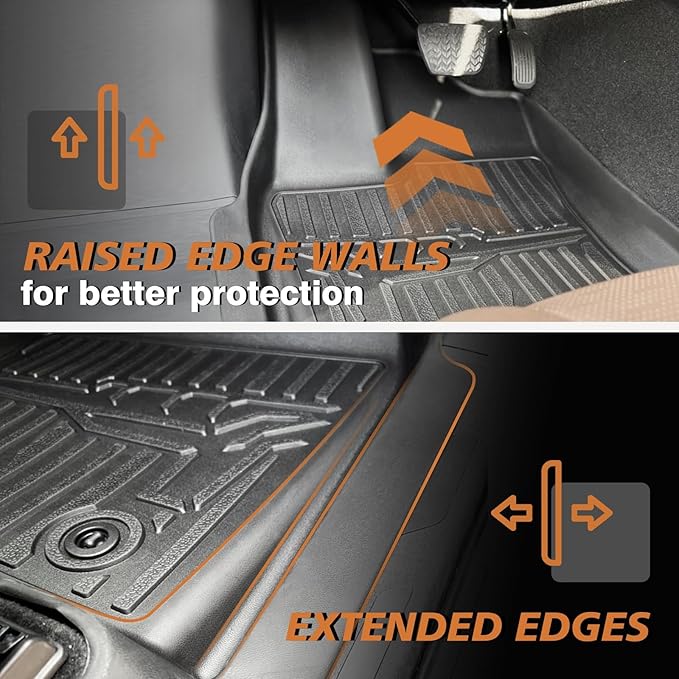 TripleAliners Floor Mats Compatible with Toyota Tundra 2022-2025 CrewMax Cab Accessories All Weather Custom Fit TPE Floor Liners 1st & 2nd Row Full Set Interior Liners