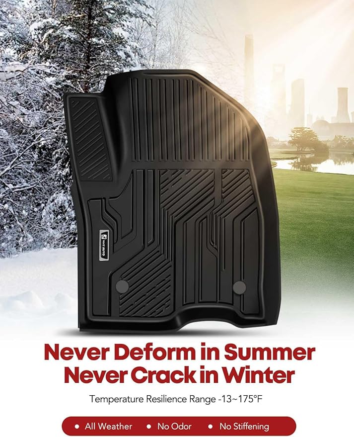 YHTAUTO Floor Mats Fit 2019-2025 Chevy Silverado/GMC Sierra 1500 Crew Cab (w/o Rear Underseat Storage Box), TPE All Weather Car Mats Waterproof Odorless Floor Liner, 1st & 2nd Row Liner