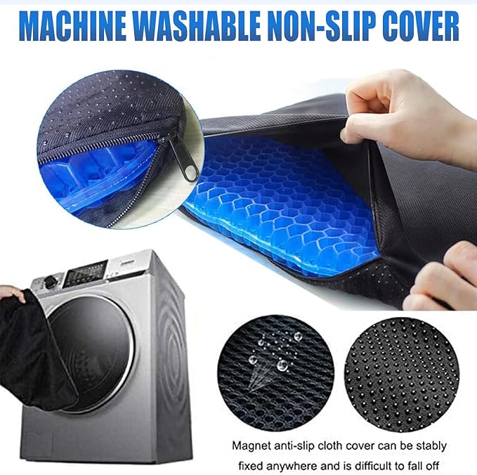 Gel Seat Cushion - Enhanced Double Thick Egg Seat Cushion with Non-Slip Cover - Office Chair Car Seat Cushion - Sciatica & Back Pain Relief - Perfect for Office Chair Car Wheelchair Travel