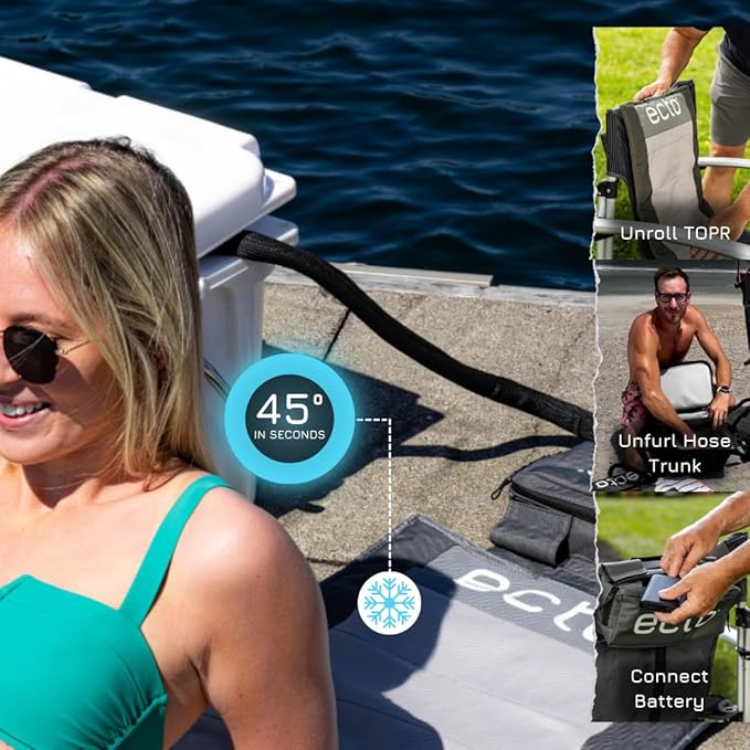 Ecto TOPR Long Cooling Cushion, Cools Down 45 Degrees up to 10 Hours, Battery Powered for Chair, Bleacher, Car Seat, Camping, Golf Cart, Indoor or Outdoor (Excludes Battery)