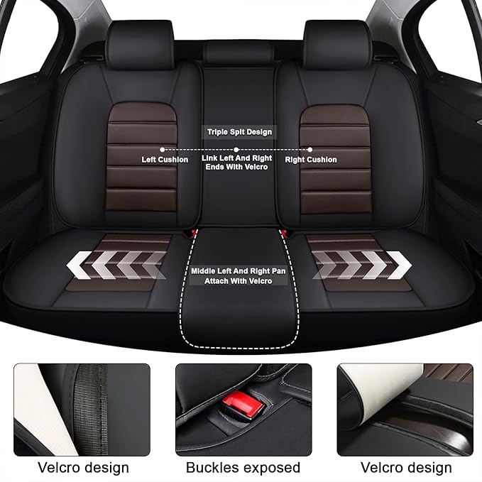 5 Seat Covers for Toyota RAV4 2000-2026 Breathable Car Seat Covers,Anti-Slip Waterproof Car Seat Protectors with Airbag,Automotive Vehicle Cushion with Storage Pockets (Standard,Brown)
