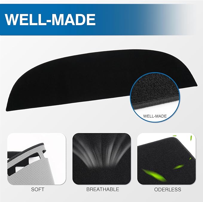KUST Car Dash Cover Compatible with Tesla Model Y Juniper 2025 2026 Polyester Dashboard Cover Dash Carpet Non-Slip Interior Accessories for Model Y Juniper Custom Fit Dash Mat No Glare Black