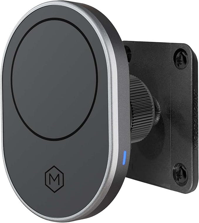 Wireles Charger Magnetic Phone Mount - Car Cell Phone Holder with AMPS Mounting Plate - Stand Compatible with iPhone 14/15/16/17/Samsung, Fast Charging (Drill Base AMPS Plate)