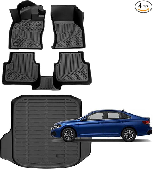 for Volkswagen Jetta Floor Mats 2025 2019-2024,Car Mats for VW Jetta S/SE/SEL/SEL Premium/R-Line/Sport/GLI All Weather Floor Mats Cargo Liner Accessories 2019-2025
