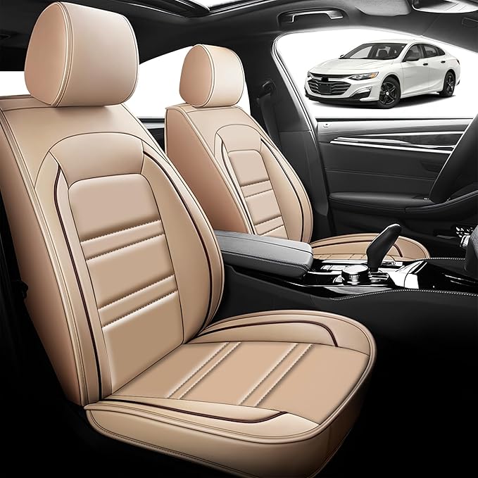 Seat Cover for Malibu 2004-2025 | Car Seat Covers Front Seats, Waterproof Seat Protectors, Automotive Front Seat Covers (Front Seat, Beige)