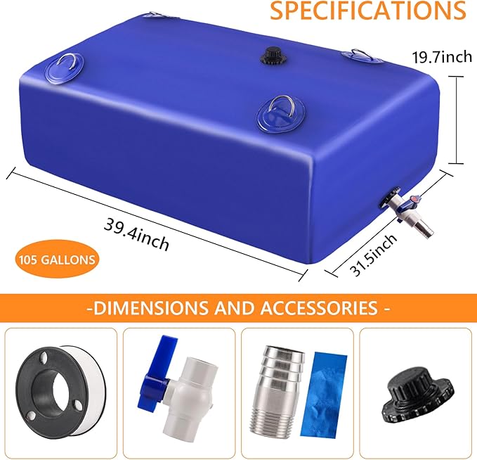 Water Tank, Water Storage Bladder, Portable Water Tank, Water Bladder Tank, Large Water Storage, Water Storage Containers for Camping, Garden, Emergency Water Storage Black