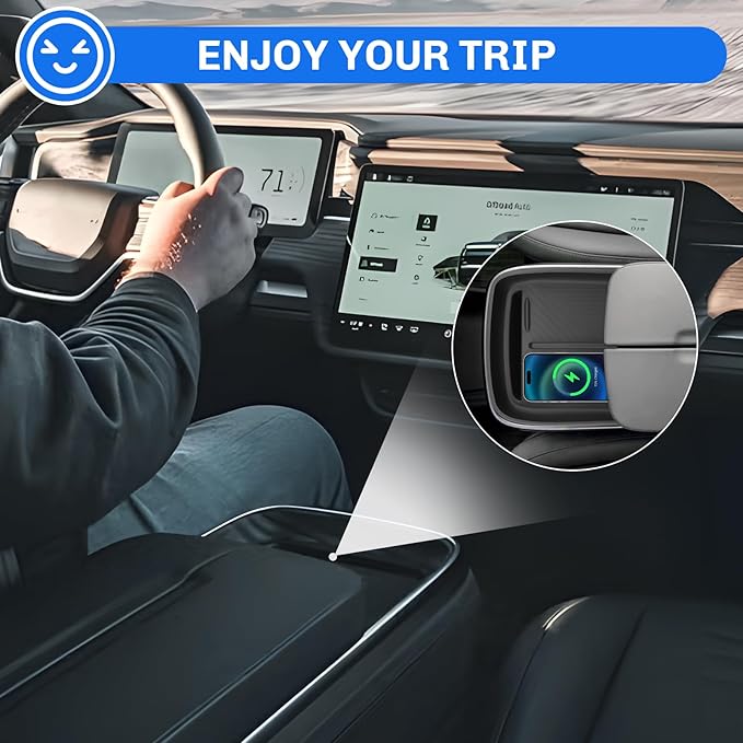 SXCY for 2024 2025 Rivian R1T/R1S Accessories 2022-2025 R1T/R1S Wireless Charging Protective Mats 2024 2025 R1T/R1S Center Console Inserts Liner Anti-Slip Anti-Dust Waterproof Mats