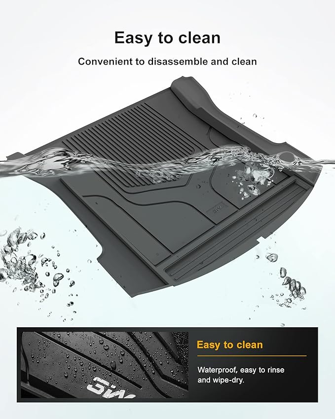 3W Tesla Model 3 Trunk Mats 2021 2022 2023, Cargo Liner TPE All Weather Custom Fit Liner Odorless Heavy Duty Black