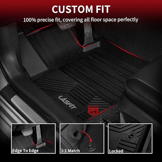 LASFIT Floor Mats&Trunk Mat for Toyota Camry 2018-2024 FWD Gas (Not for Hybrid or AWD), All Weather Custom Fit Floor Liner for Camry TPE Car Mats 1st & 2nd Row&Cargo Liner L/LE/SE/TRD/XLE/XSE, Black