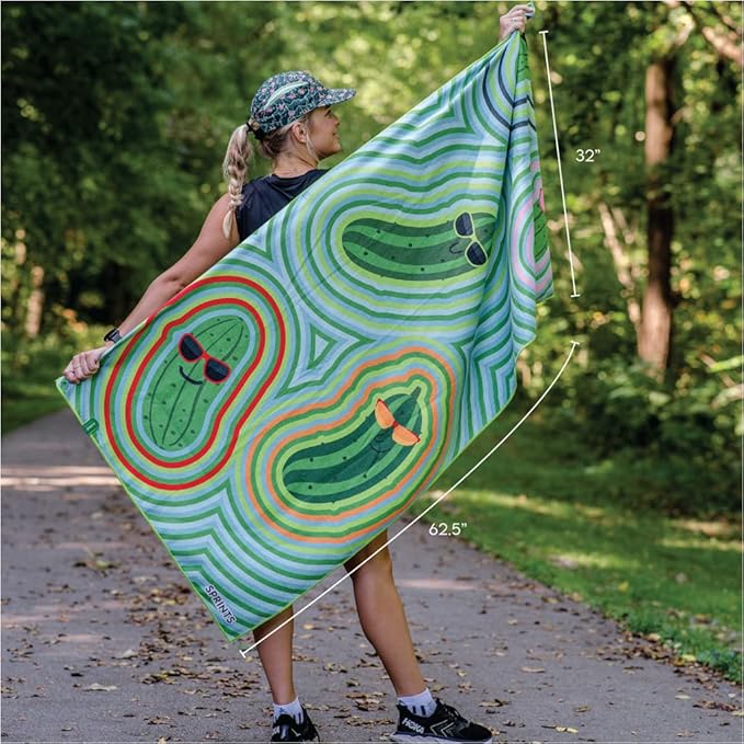 Sprints Athletic Running Towel, Full-Sized, Car Seat Cover - Moisture Wicking (Pickles)
