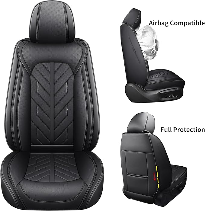 Tomatoman Front Seat Covers Compatible with Hyundai Tucson Nissan Altima Sentra Maxima Rogue Versa Honda Insight Accord Hrv Odyssey CRV Car Cusions(2PCS Front/Black)