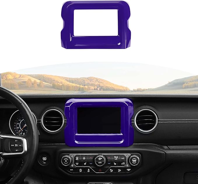 RT-TCZ for Jeep JL Center Console Radio Display Panel Trim Cover for Jeep Wrangler JL JLU Gladiator JT 2018-2023 Purple Interior Accessories 7 inch