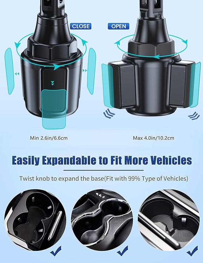 Wireless Car Charger, MOKPR 15W/10W/7.5W Cup Holder Phone Mount, Auto Clamping Fast Charging Car Mount, Air Vent Phone Holder for iPhone 16 15/14/13/12 pro/12/11/XS/X/8, Samsung S23/S22/S10/S9/S8, etc