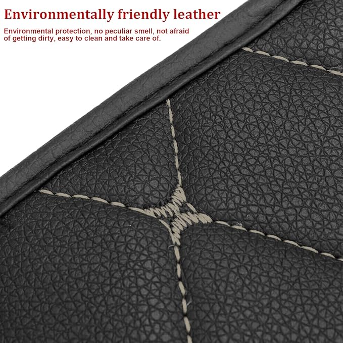 Auto Center Console Pad, PU Leather Car Center Console Box Cushion, Non Slip Soft Armrest Seat Box Cover, Waterproof Vehicle Armrest Protector for SUV, Truck, Car (Rhombic Lattice Black/Beige)