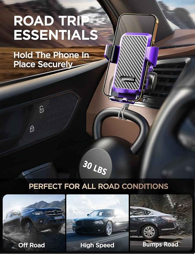 Wireless Car Charger, 15W Fast Charging Auto Clamping Car Charger Cell Phone Holder Mount Vent for iPhone 15 14 13 12 Mini Pro Max, Samsung Galaxy S24 Ultra S23 S22 S21+ Note 20, etc - Purple