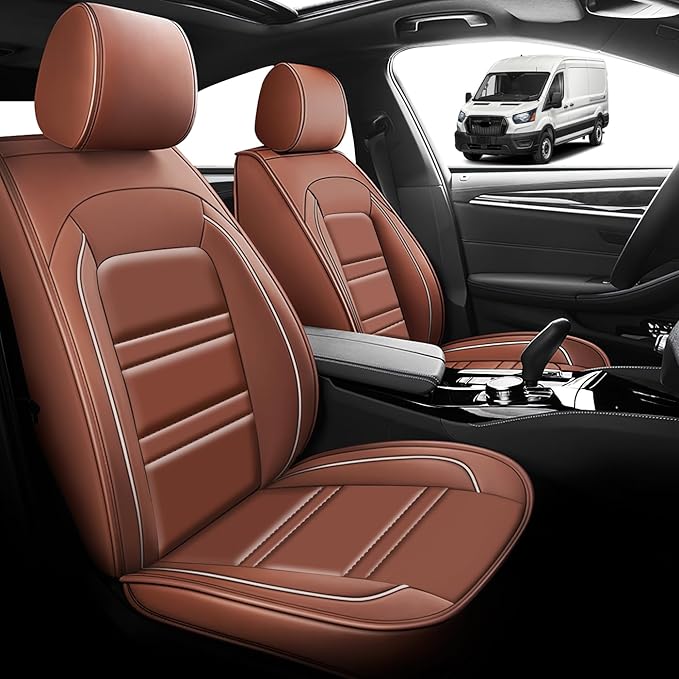 Seat Cover for Ford Transit 2014-2024 | Car Seat Covers Front Seats, Waterproof Seat Protectors, Automotive Front Seat Covers (Front Seat, Coffee)