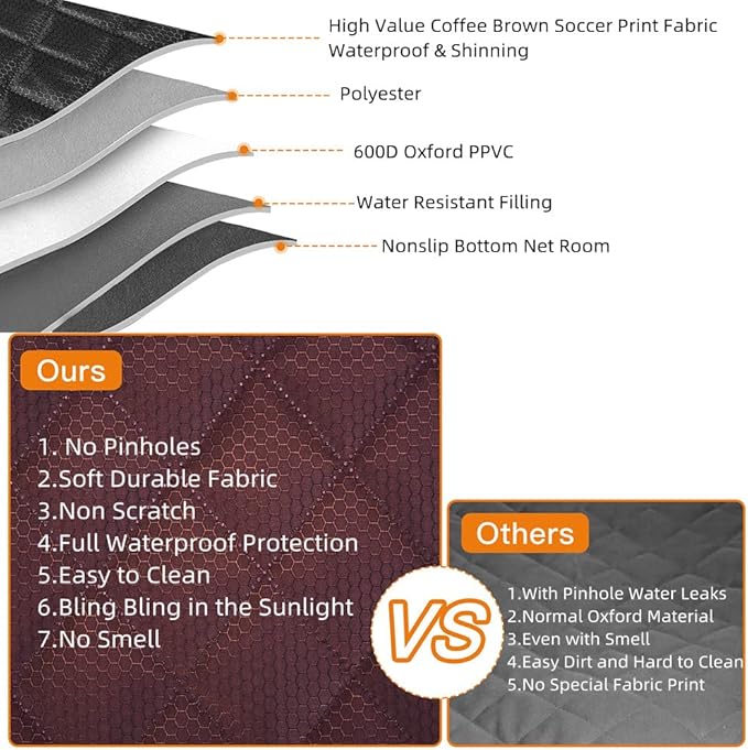 Dog Car Seat Cover for Back Seat Cover for Kids,Non Stick Fur Rear Seat Protector for Pet,Nonslip Waterproof Universal Fit Interior Backseat Covers for Auto Van SUV (Large, Coffee Brown)