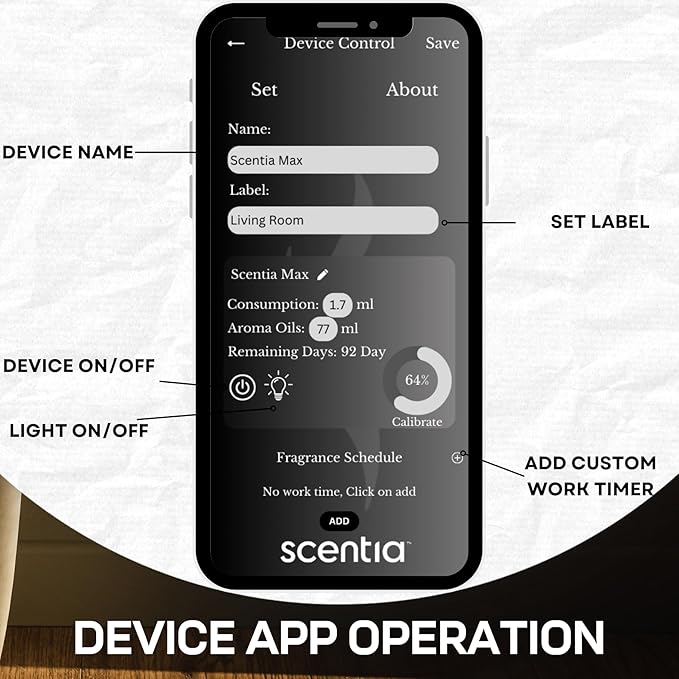 Scentia Max Diffuser for Home – Waterless Scent Diffuser with Wireless Control & Programmable Settings | Covers 1500 Sq Ft | Cold-Air Technology | Gold | Hotel Oils Included