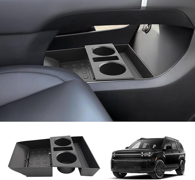 LUWU for 2024 2025 2026 Hyundai Santa Fe Center Console Organizer 2026 Santa Fe Accessories Santa Fe Cup Holder Insert Cup Holder Organizer Santa Fe Lower Console Organizer Storage Tray Drink Holders