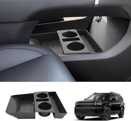 LUWU for 2024 2025 2026 Hyundai Santa Fe Center Console Organizer 2026 Santa Fe Accessories Santa Fe Cup Holder Insert Cup Holder Organizer Santa Fe Lower Console Organizer Storage Tray Drink Holders