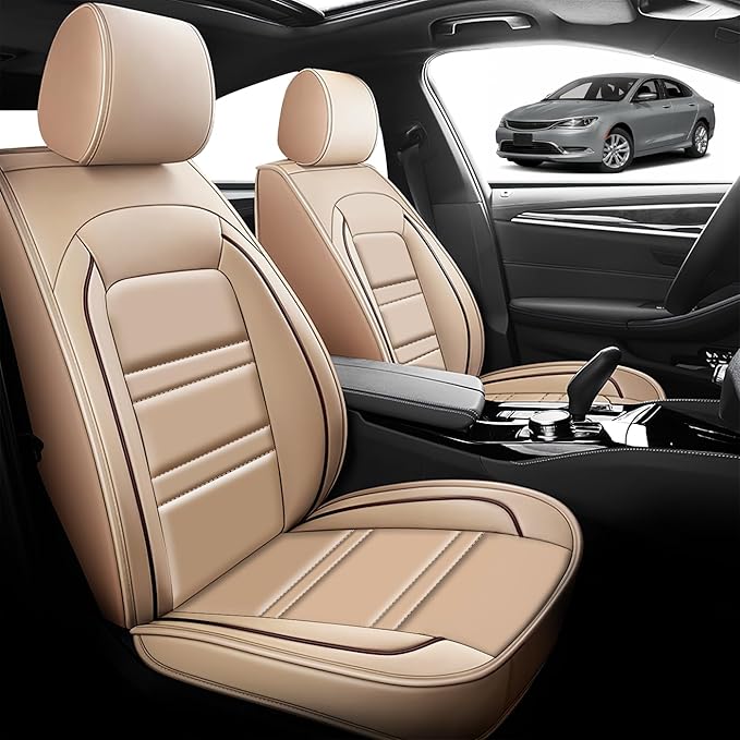 Seat Cover for Chrysler Car 200 2011-2017 | Car Seat Covers Front Seats, Waterproof Seat Protectors, Automotive Front Seat Covers (Front Seat, Beige)