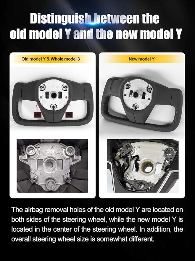 ZIMABLUE Yoke White Steering Wheel for Tesla Model 3 (2017–2023) & Model Y (2020–2024) | Heated | Nappa Leather | Hand-Stitched|Without Positioning line