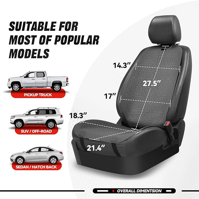 Auto Dynasty Car Seat Covers Front Set, Anti-Slip Automotive Interior Covers, Breathable and Comfort Car Seat Protectors, Airbag Compatible, Universal Fit Most Vehicles, Dark Gray (Protex Series)