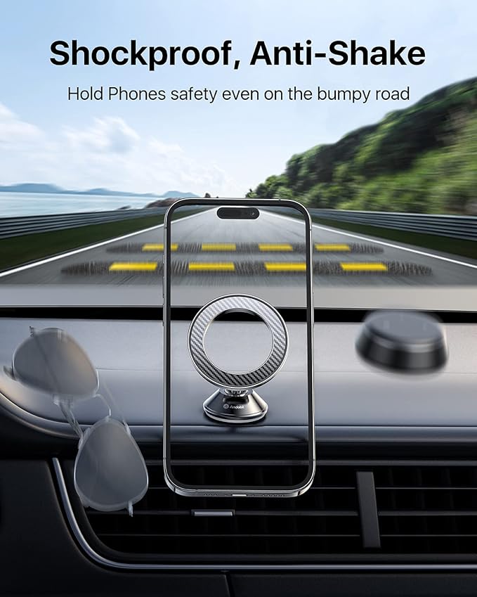 andobil for Magsafe Car Mount [20 Strongest Magnets & Upgraded 3M Adhesive] Dashboard Magnetic Car Phone Holder for iPhone 17 Pro Max 16 15 14 13 12 Cell Phone Holder Car for Samsung Galaxy S25/S24