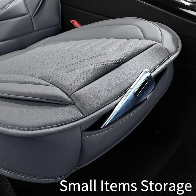 Leather Car Seat Covers,Breathable and Waterproof Faux Leather Automotive Seat Covers for Cars,Universal Driver Seat Cover for Most SUV Truck Sedan(Style1,2 PCS Front Seat,Grey)