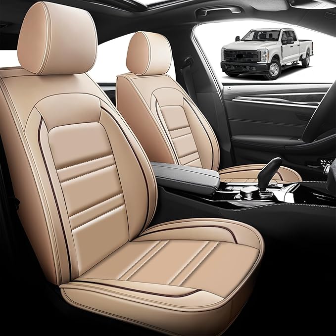 Seat Cover for Ford f250 2011-2025 | Car Seat Covers Front Seats, Waterproof Seat Protectors, Automotive Front Seat Covers (Front Seat, Beige)