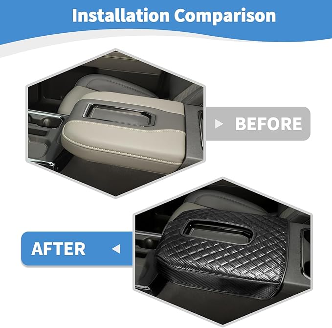 RT-TCZ for Silverado Center Console Armrest Cover for Chevy Silverado Suburban Tahoe for GMC Yukon Sierra 2019 up Black Carbon Fiber Grain