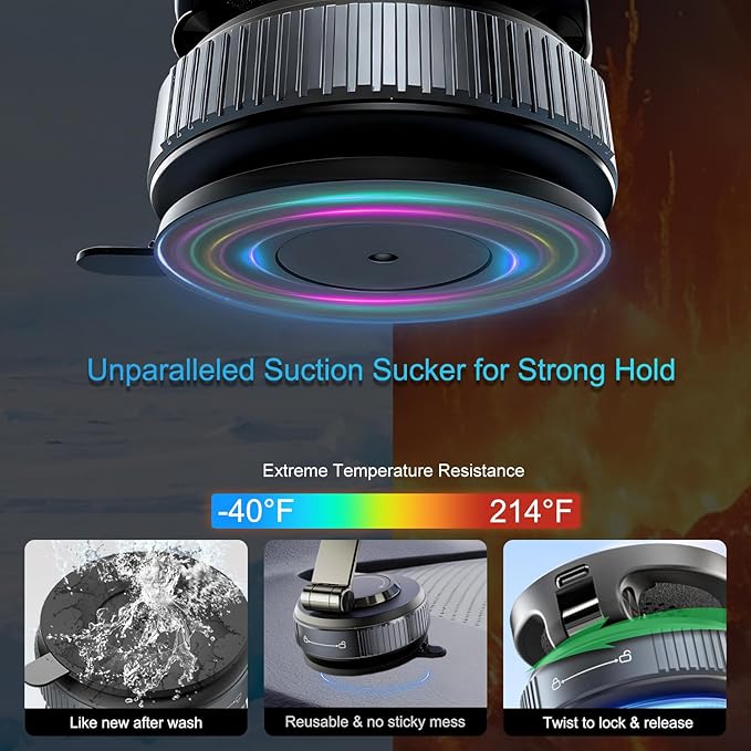 15W Fast for Magsafe Car Mount Charger, 360 Rotation Vacuum Magnetic Phone Holder for Your Car/Gym/Mirror, Nano Gel Suction Cup Phone Mount for Magsafe iPhone 17 16 15 Pro Max Air