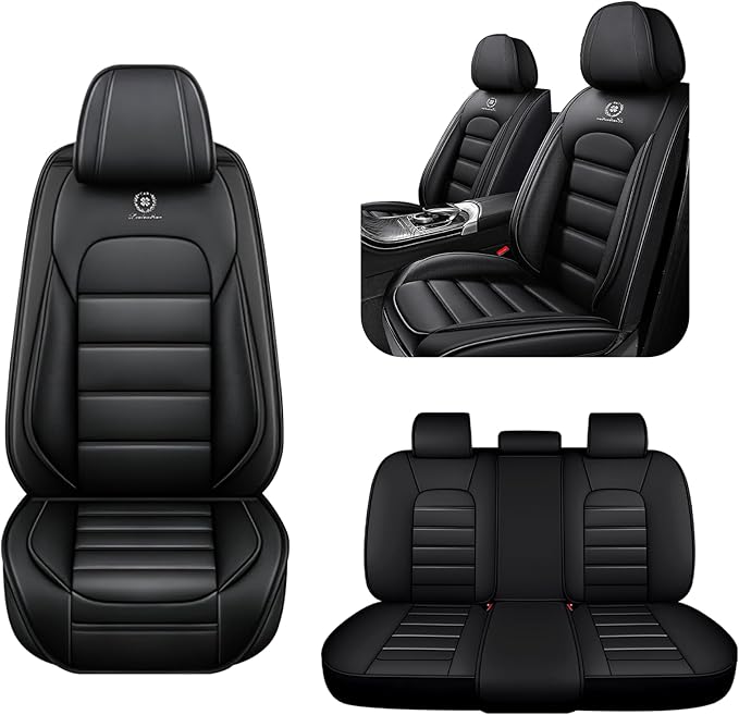 5 Seat Covers for Toyota RAV4 2000-2026 Breathable Car Seat Covers,Anti-Slip Waterproof Car Seat Protectors with Airbag,Automotive Vehicle Cushion with Storage Pockets (Standard,Black)