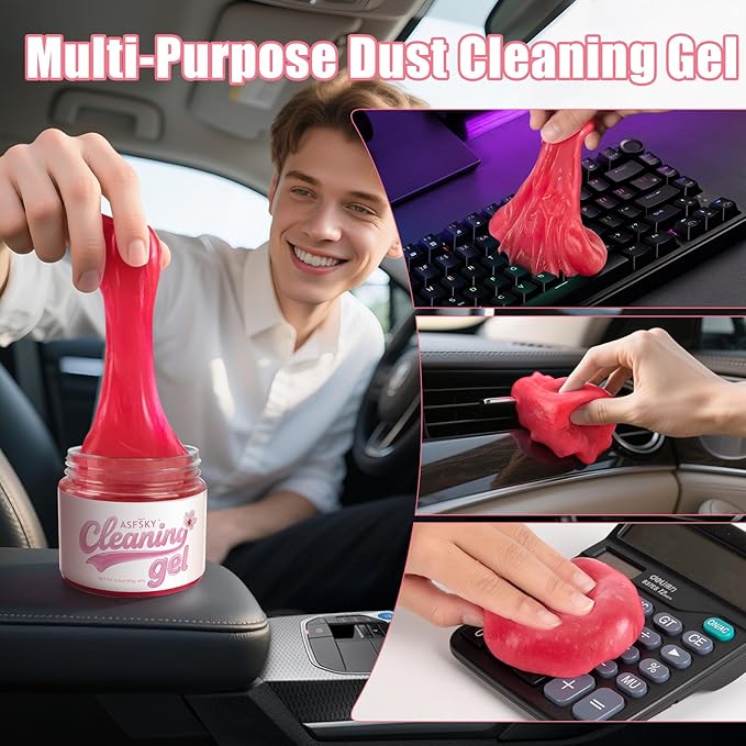 ASFSKY Car Cleaning Gel (Pink,Sakura) Cleaning Putty Universal Dust Cleaning Car Interior Cleaner Keyboard Dust Remover Car Slime Gifts for Men Women girl（1 pack）