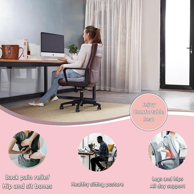 Donut Pillow for Tailbone Pain Relief, Wheelchair Cushion for Hemorrhoids and Bed Sores, Pregnancy, Donut Pillow Suitable for Office, Long Travel, Car and Home Sofa (Pink-Diagonal Grid)