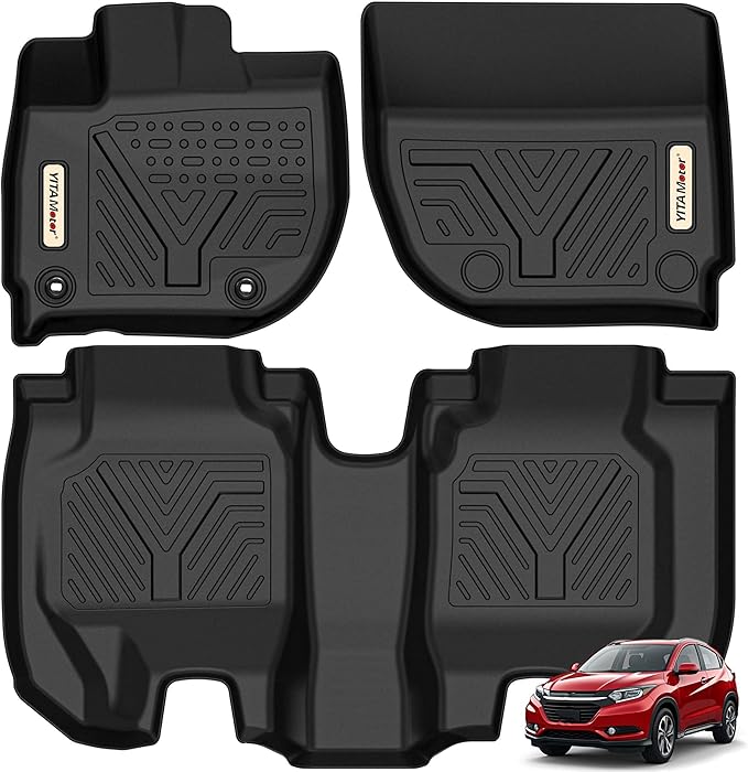 YITAMOTOR Floor Mats Compatible with 2016-2022 Honda HR-V, Custom Fit Black TPE Floor Liners,1st & 2nd Row All-Weather Protection