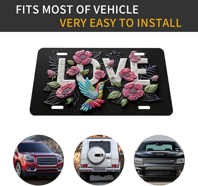 Love.Front License Plate Aluminum Decorative License Plates Funny Metal Car Plate 6"X12" Novelty Vanity Tag Cover with 4 Holes Car Decor Accessory (LVCP25109019)