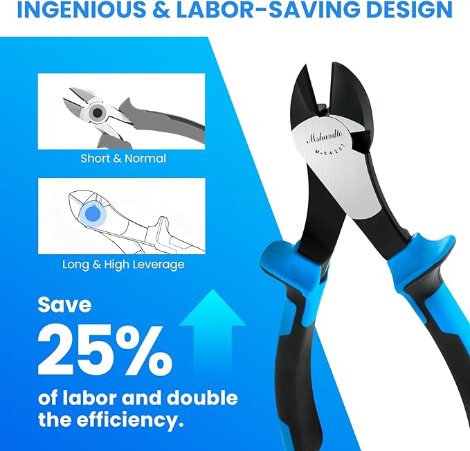 2 Pieces Plier Set, Including 8" Needle Nose Pliers and 7" Diagonal Cutting Pliers, Premium High Carbon Steel Construction for Plumbing, and General Applications Multi-use Tools Set