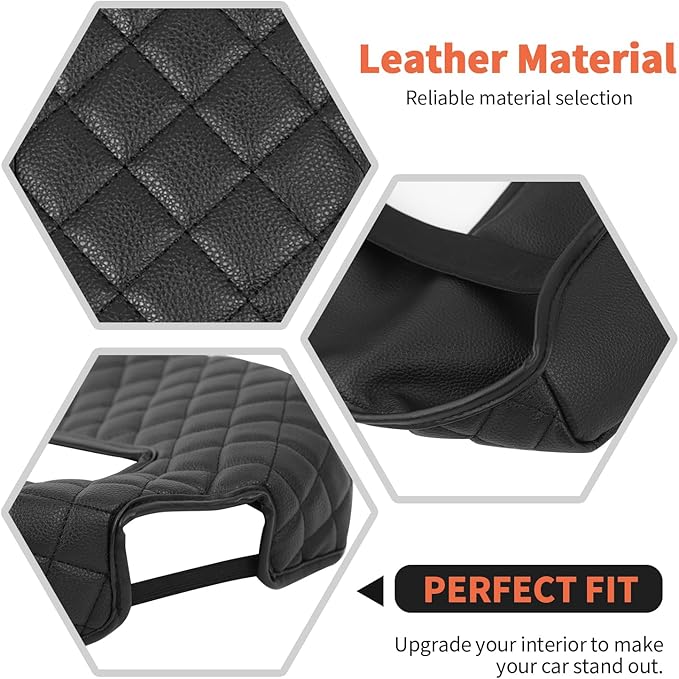 RT-TCZ Center Console Armrest Box Pad Cover Leather for Chevy Avalanche/Silverado/Suburban/Tahoe 2007-2013,for GMC Yukon/Sierra 2007-2013 (Black)