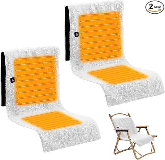 VIHOSE 2 Pack Portable Heated Seat Cushions Lambswool Heated Chair Pad 3 Heat Levels Foldable Heating Seat Pads for Car, Office Chair, Sofa, Camping, Travel, Power Bank Not Included