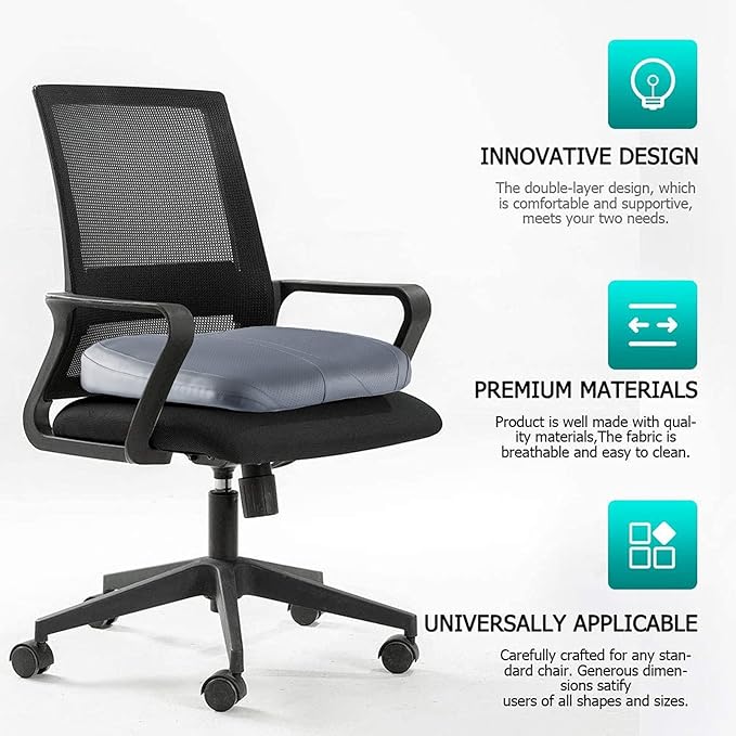 Leather Car Memory Foam Heightening Seat Cushion for Short People Driving, Hip(Coccyx/Tailbone) and Lower Back Pain Relief, Adult Booster Seat for Car, Truck,SUV,Office Chair,Wheelchair.