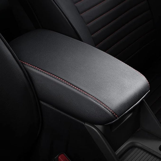AOMSAZTO Armrest Covers for 2008-2014 Toyota Highlander Black with Red Stiches