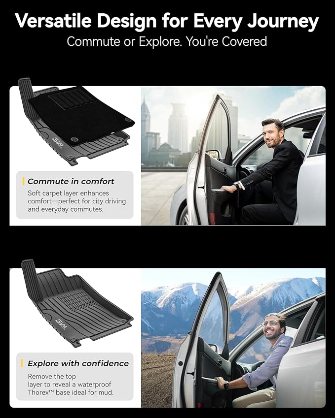 3W Floor Mats with Carpets Custom Fit Mercedez Benz GLB 2020-2026, TPE Floor Liner Thickened Carpet with Safety Locks and Driver Heel Pad for Benz GLB250 GLB35 AMG Cars Accessory