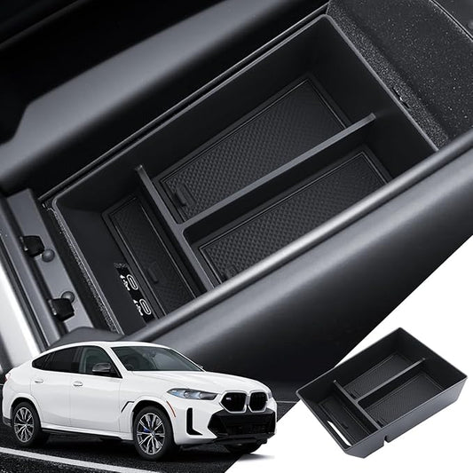 for BMW X5/X6/X7 Center Console Organizer BMW X5/X6/X7 2020 2021 2022 2023 2024 2025 Accessories Armrest Tray Middle Storage Box Insert Container Durable ABS Plastic