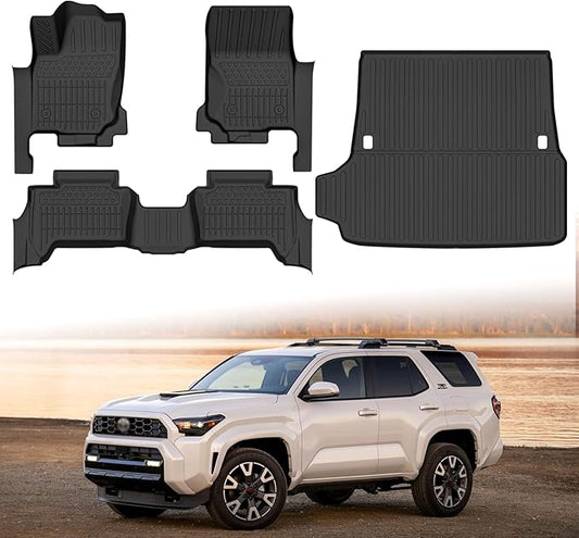 Floor mats & Trunk Mat Custom Fit for 2025 Toyota 4Runner 5 seat (Non for Hybrid/EV), All Weather Protection TPE Rubber Floor Liners Anti-Slip Waterproof Cargo Mat 2025 Toyota 4Runner Accessories