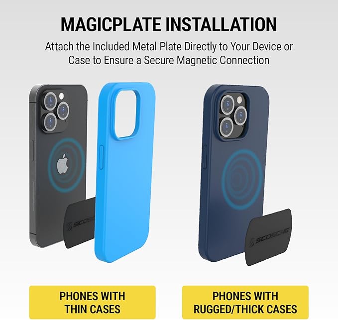 Scosche Magnetic Phone Mount for Car, USB Cigarette Lighter Adapter with Phone Holder, 12V Socket Plug-In, Adjustable Arm, Secure Magnet Grip, Built-In USB Charger for iPhone & Android Cell Phones