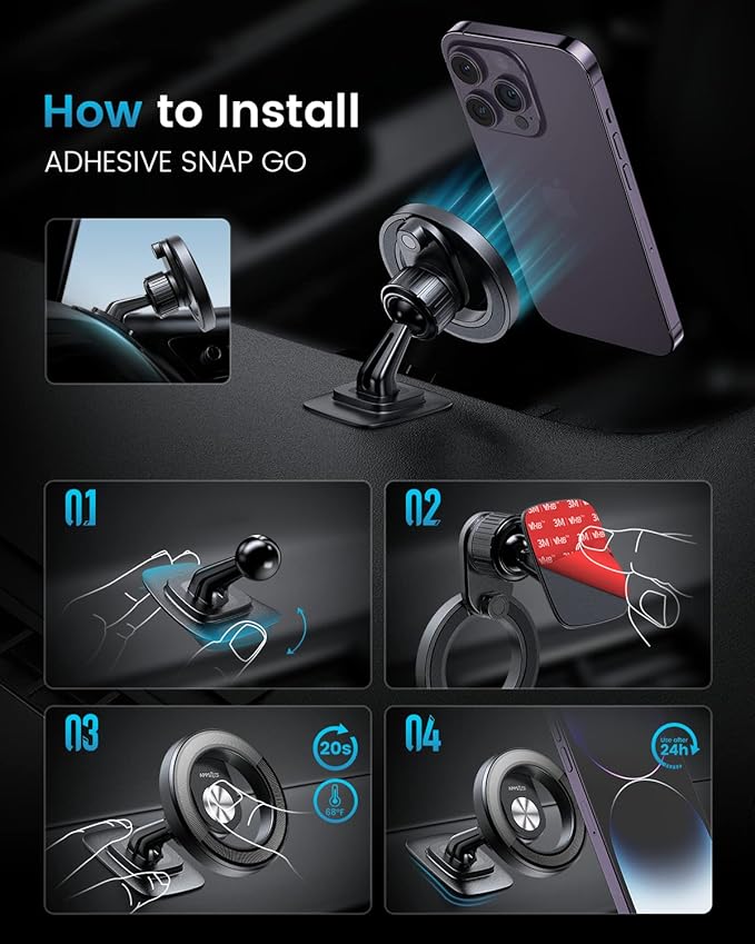 APPS2Car 2-Pack Compatible for Magsafe Phone Holder for Car - Designed for iPhone 17/16/15/14/13/12 Official Magsafe Case