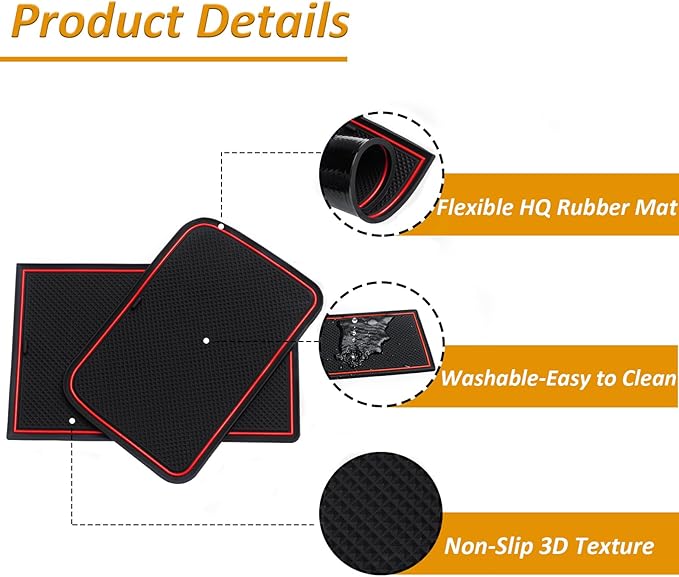 TOPINSTALL Accessorize Interior Liners Compatible with 2019-2024 2025 Toyota RAV 4/2021-2025 RAV4 Prime, Anti Dust Cup Holder Insert, Premium Center Console Rubber Mat, Door Pocket Pad- 16PCS Red Trim