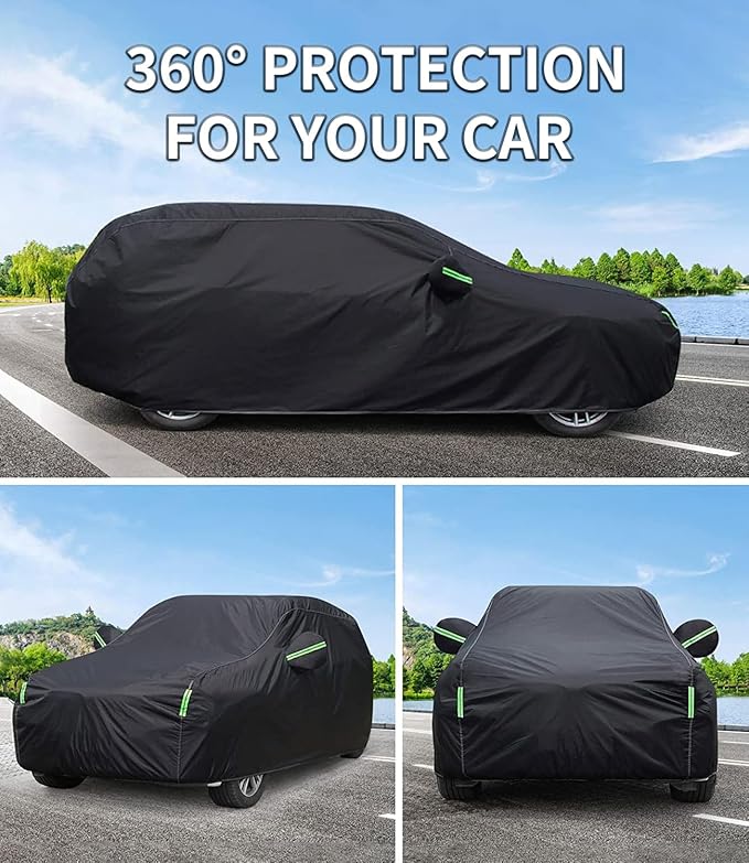 Custom-Fit for Car Cover, 7 Layers Car Cover Waterproof All Weather for Automobiles, Outdoor Full Cover Rain Sun UV Protection with Zipper (Black,for 5 Series-)